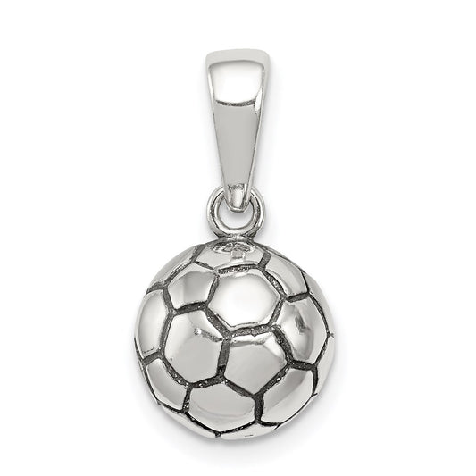 Sterling Silver Antiqued Soccer Ball Pendant QC7137
