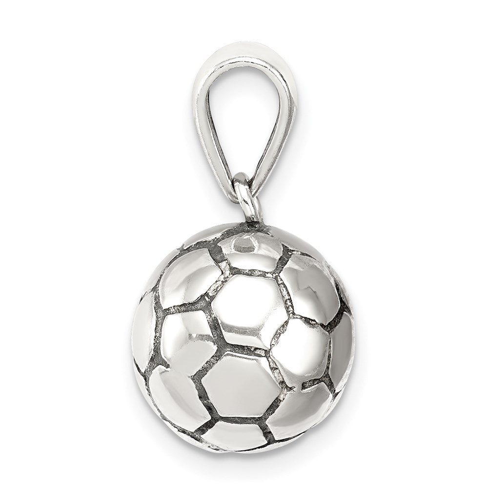 Sterling Silver Antiqued Soccer Ball Pendant QC7138