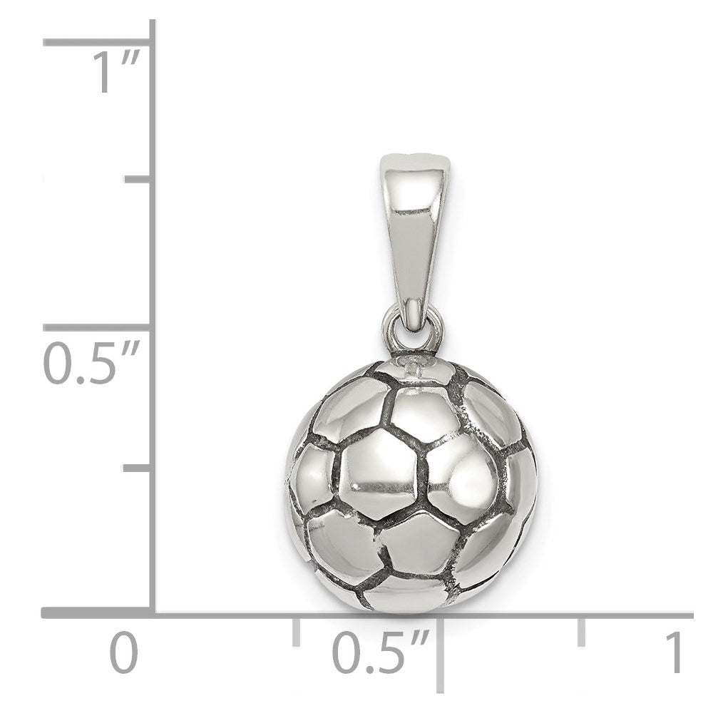 Sterling Silver Antiqued Soccer Ball Pendant QC7138
