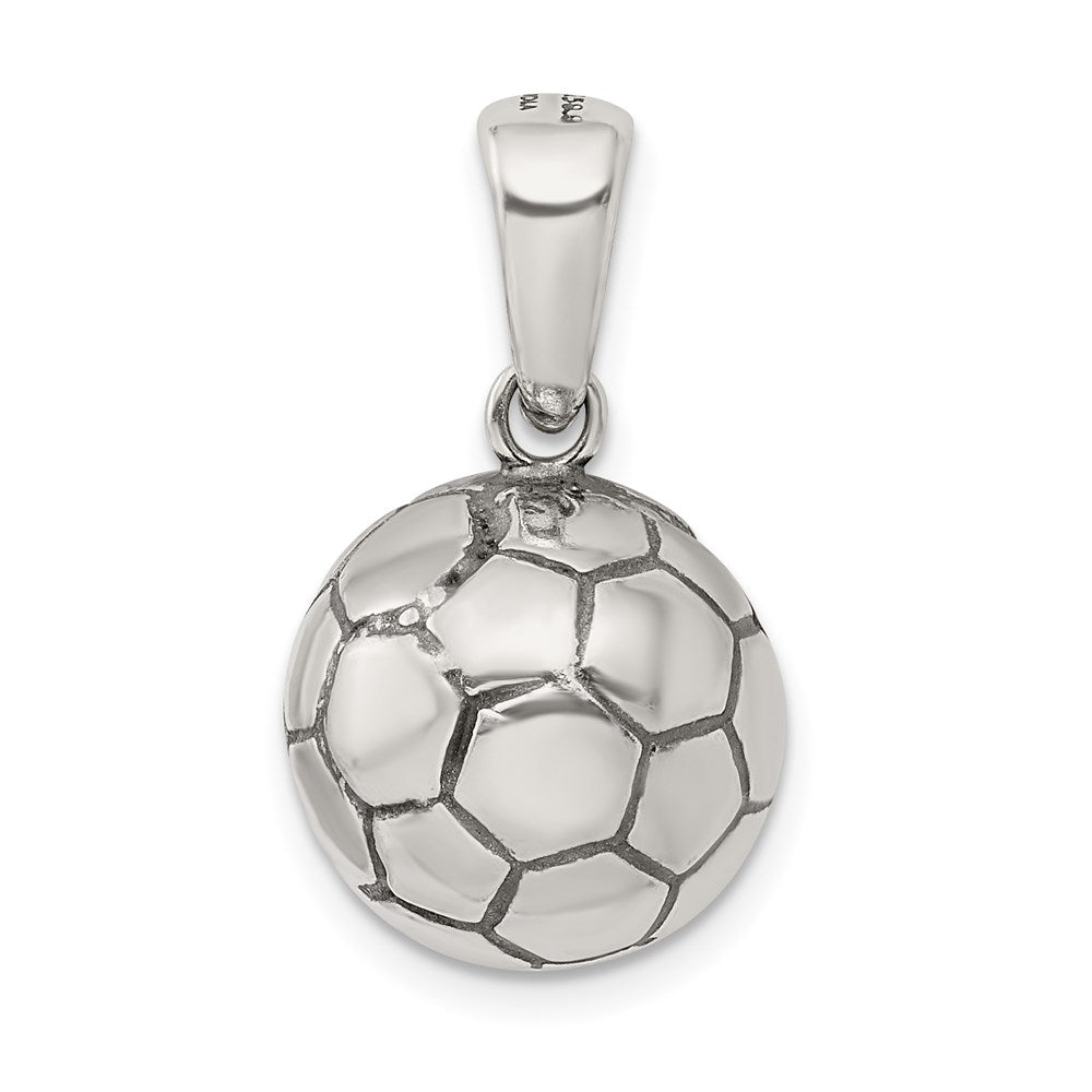 Sterling Silver Antiqued Soccer Ball Pendant QC7139