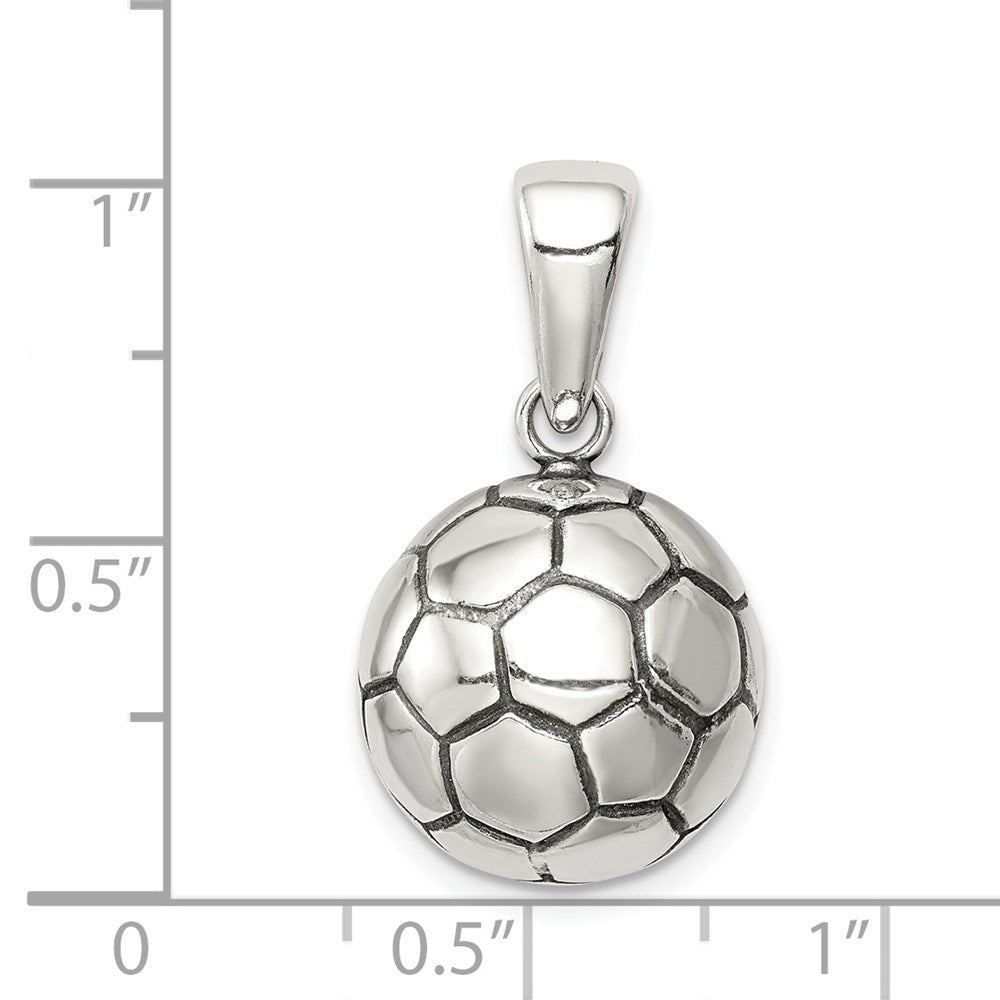 Sterling Silver Antiqued Soccer Ball Pendant QC7139