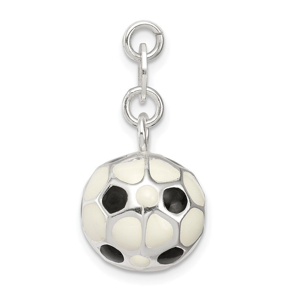 Sterling Silver Enameled Soccer Ball Charm QC7145
