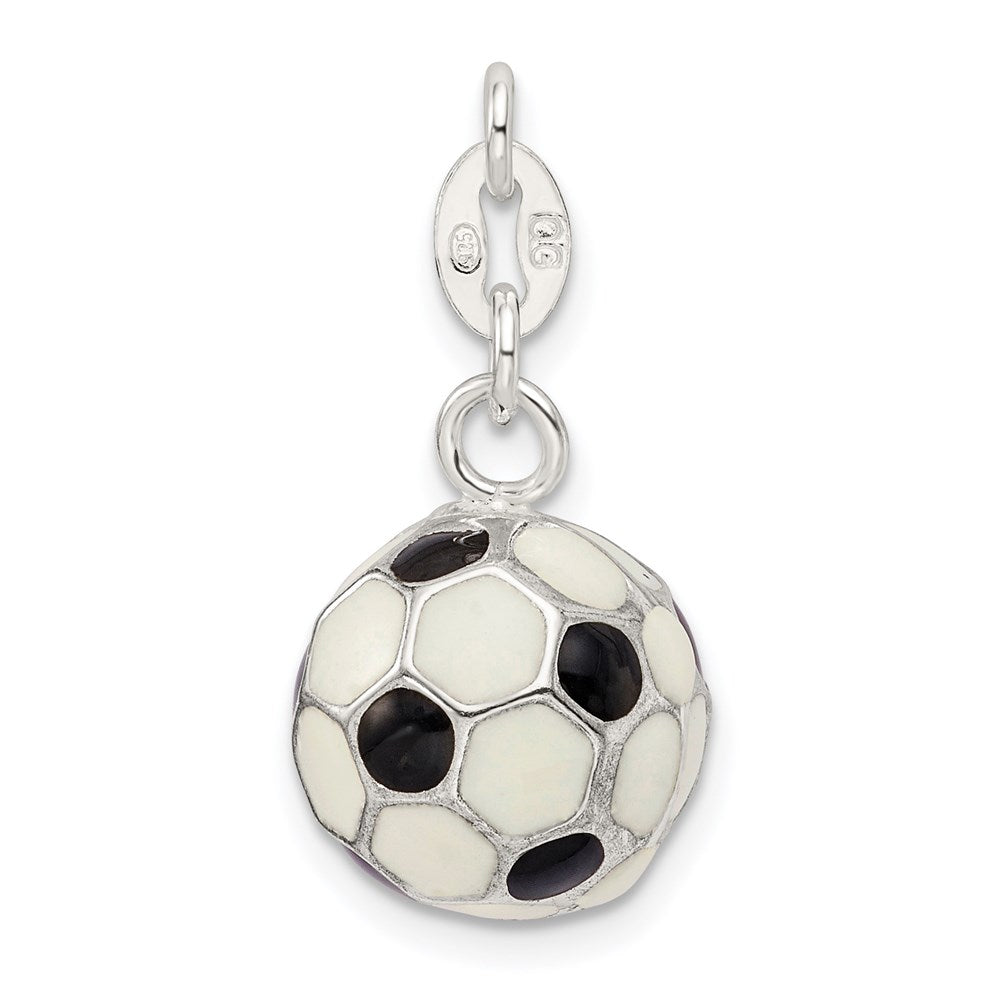 Sterling Silver Enameled Soccer Ball Charm QC7145