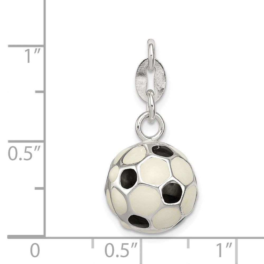Sterling Silver Enameled Soccer Ball Charm QC7145