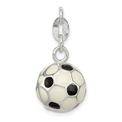 Sterling Silver Enameled Soccer Ball Charm QC7145