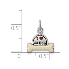 Sterling Silver Enameled I Love My Dog Charm QC7149