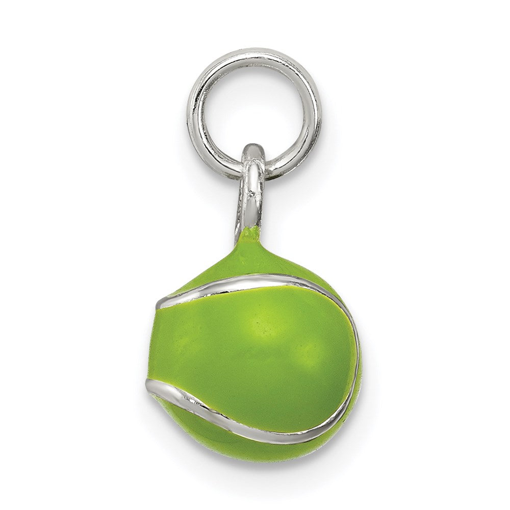 Sterling Silver Green Enameled Tennis Ball Charm QC7211