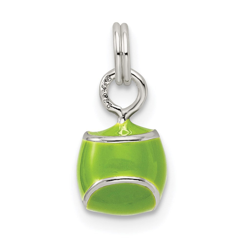 Sterling Silver Green Enameled Tennis Ball Charm QC7211
