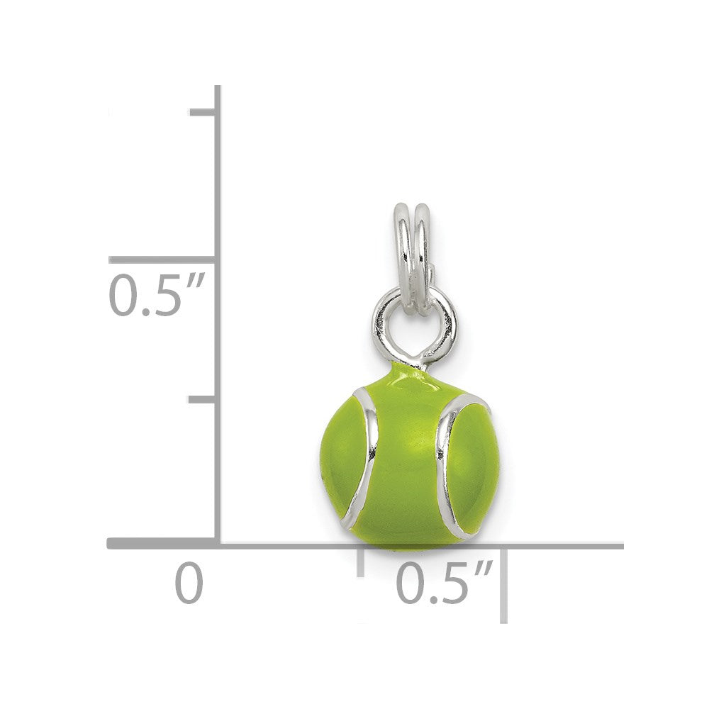 Sterling Silver Green Enameled Tennis Ball Charm QC7211