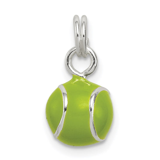Sterling Silver Green Enameled Tennis Ball Charm QC7211