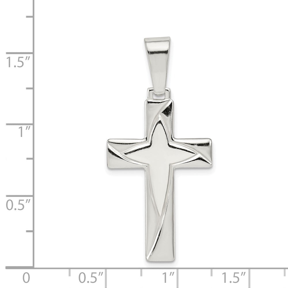 Sterling Silver Polished Cross Pendant QC7224