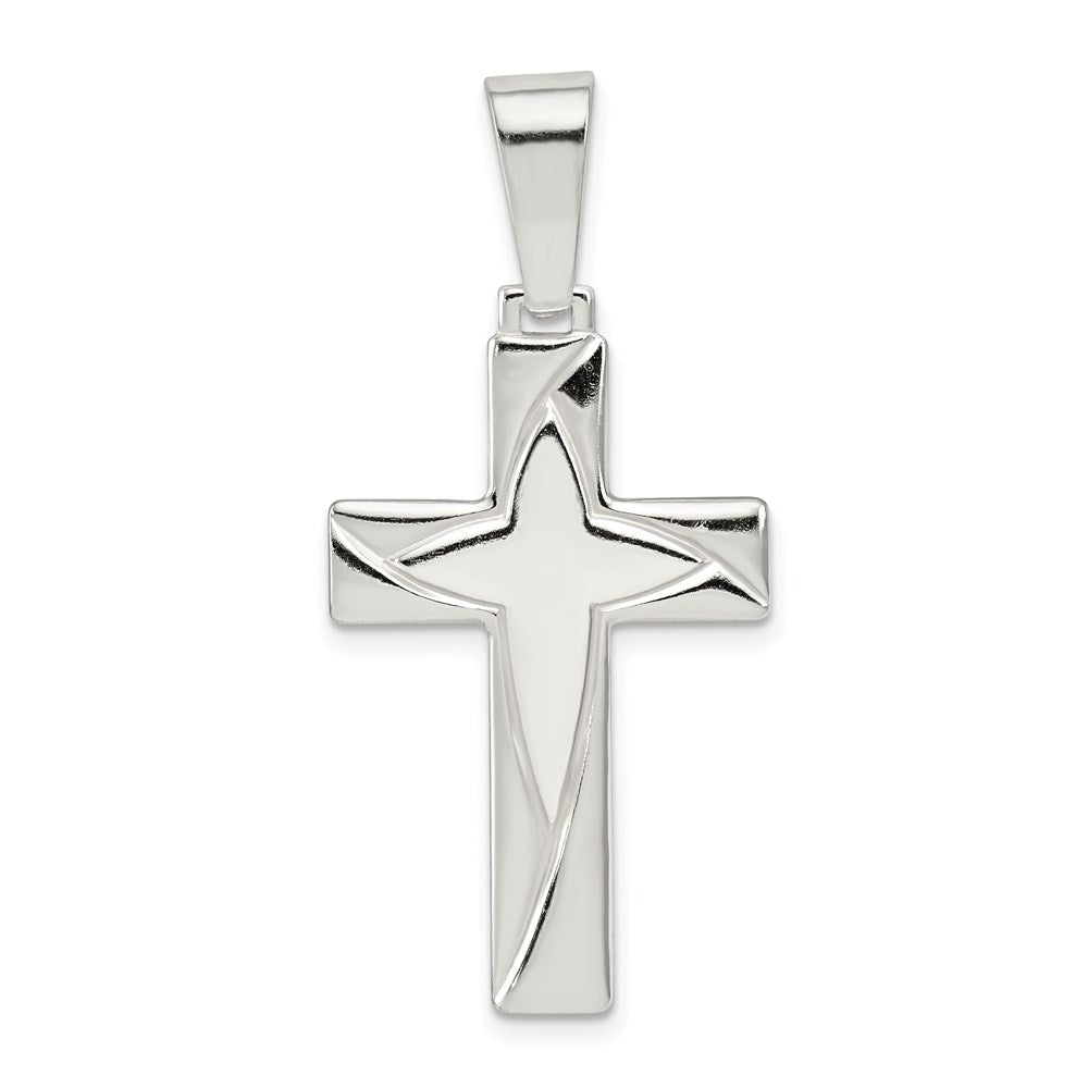 Sterling Silver Polished Cross Pendant QC7224