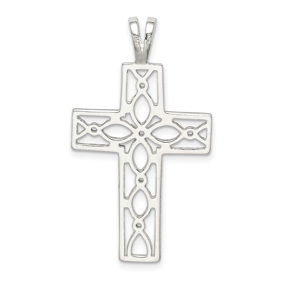 Sterling Silver Polished Cross Pendant QC7227