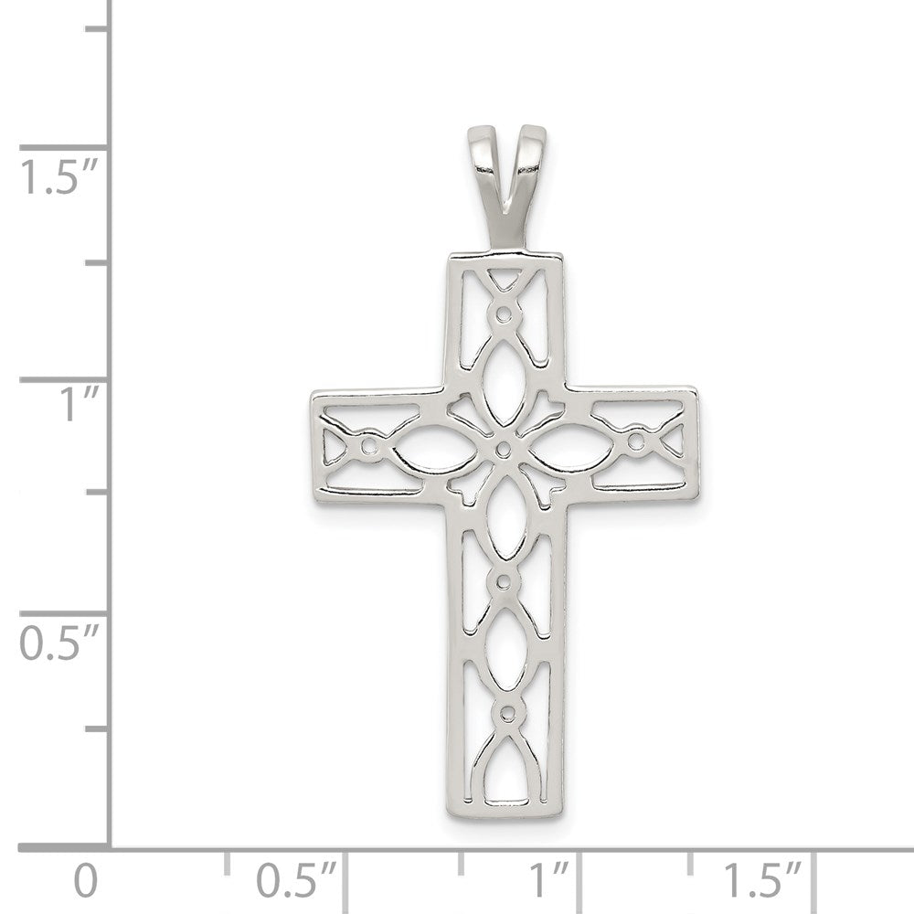 Sterling Silver Polished Cross Pendant QC7227