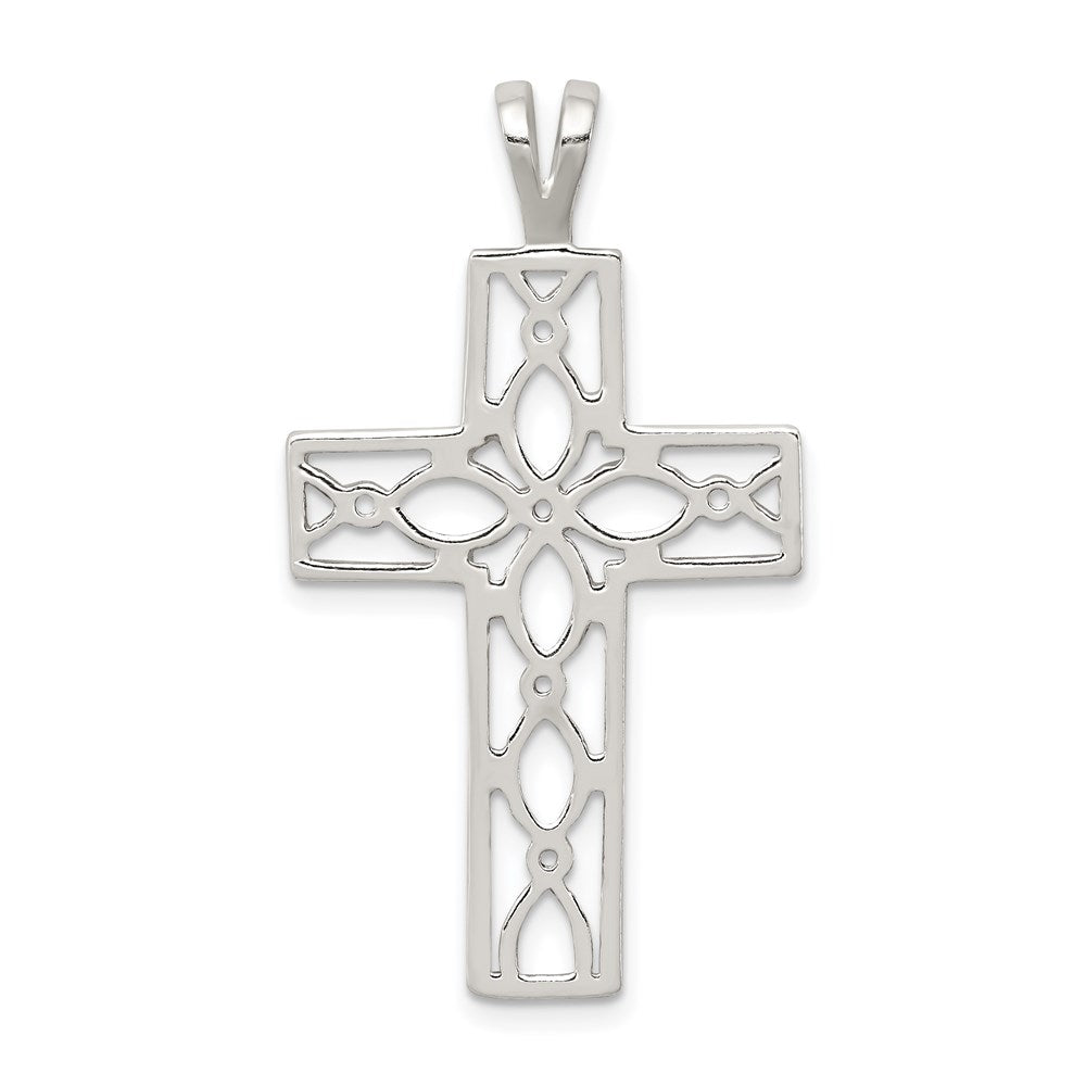Sterling Silver Polished Cross Pendant QC7227