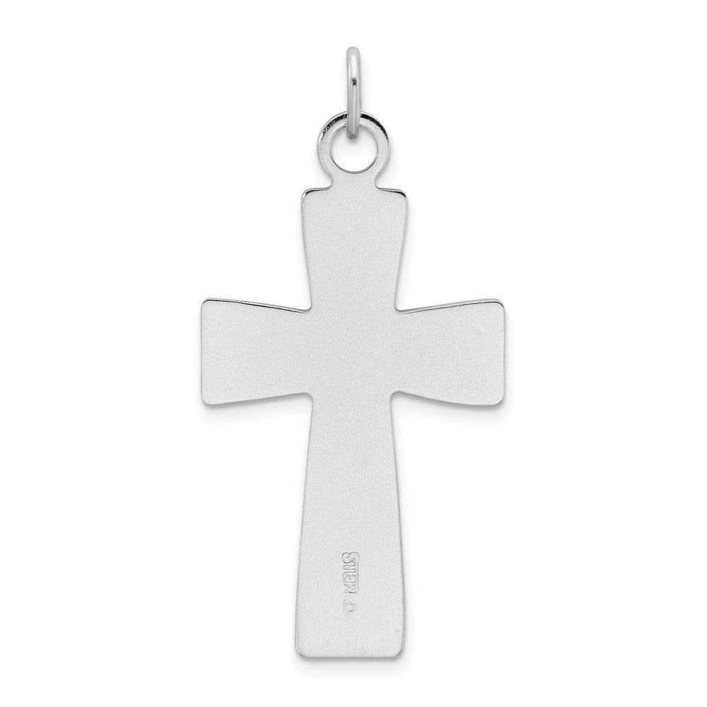 Sterling Silver Rhodium-plated Polished and Satin Cross Pendant QC7240