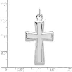 Sterling Silver Rhodium-plated Polished and Satin Cross Pendant QC7240