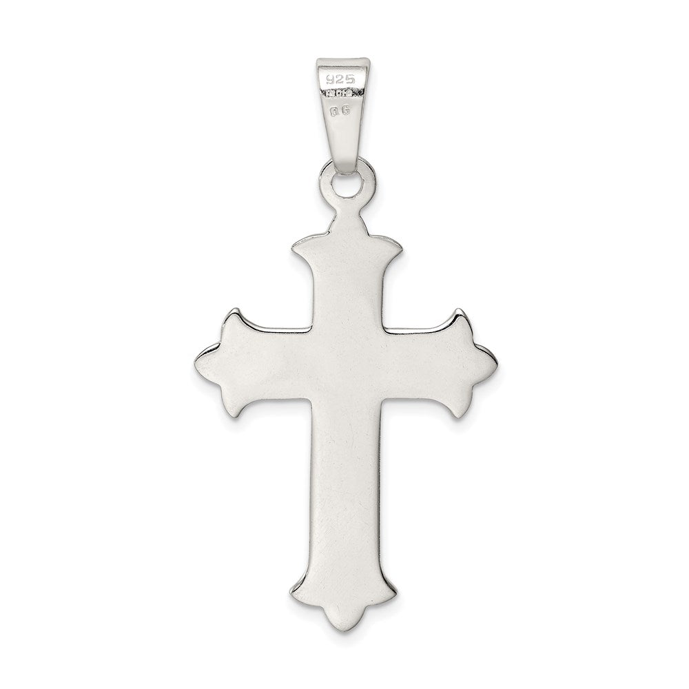 Sterling Silver Polished and Textured Cross Pendant QC7250