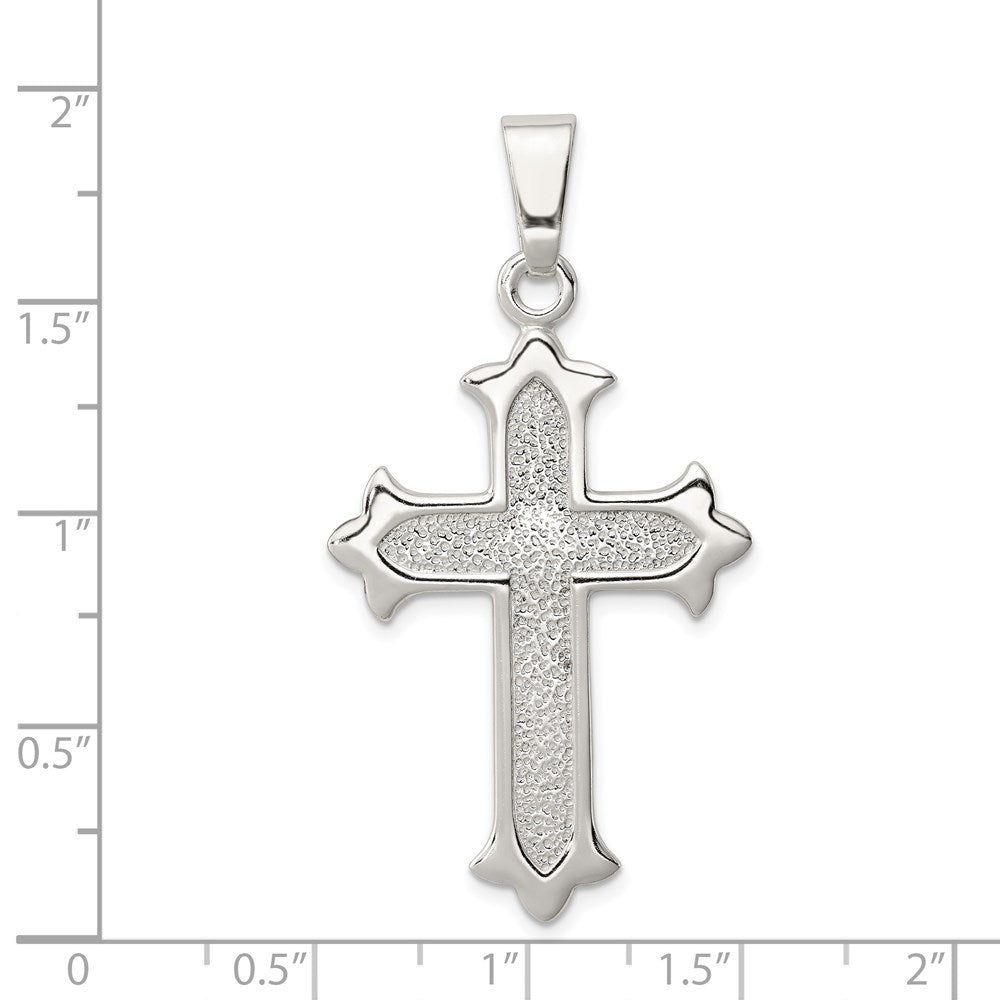 Sterling Silver Polished and Textured Cross Pendant QC7250