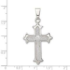 Sterling Silver Polished and Textured Cross Pendant QC7250