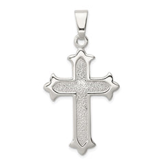Sterling Silver Polished and Textured Cross Pendant QC7250