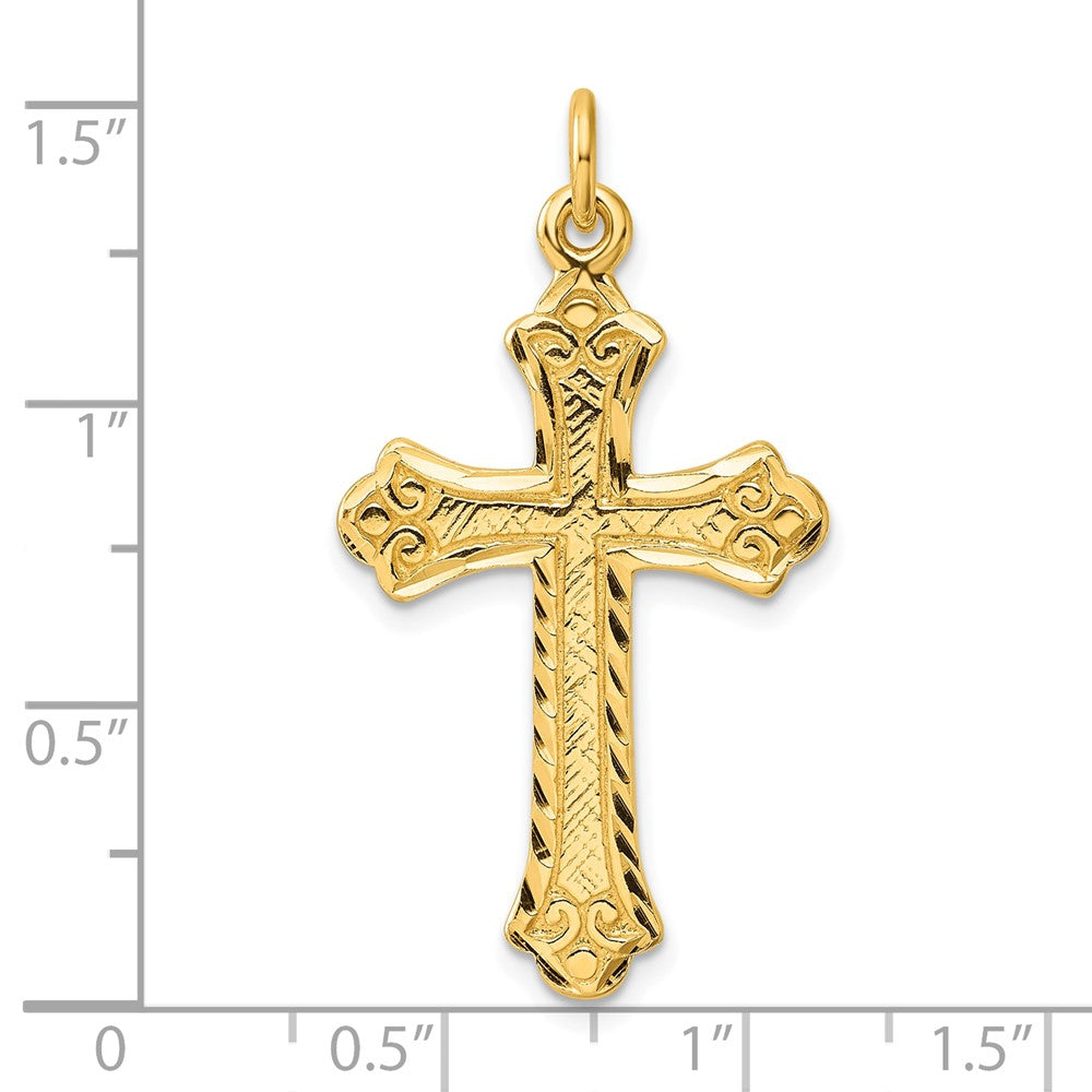 Sterling Silver Gold-tone Polished and D/C  Cross Pendant QC7251GP