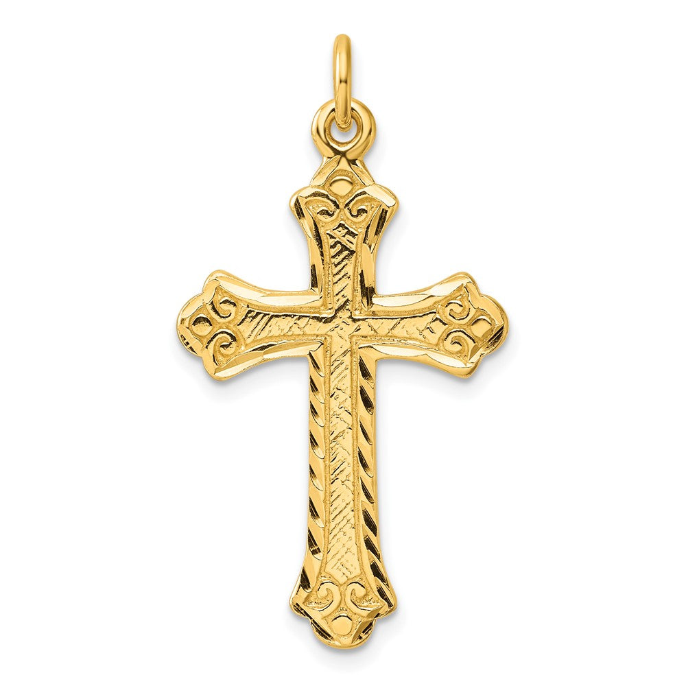 Sterling Silver Gold-tone Polished and D/C  Cross Pendant QC7251GP