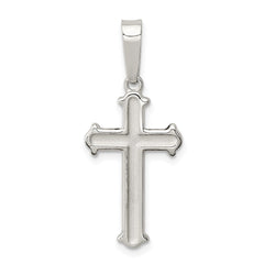 Sterling Silver Polished Matte Center Finish Cross Pendant QC7253