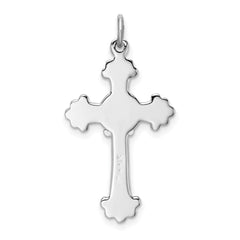 Sterling Silver Rhodium-plated & Gold-plated Cross & Fleur de lis Pendant QC7256