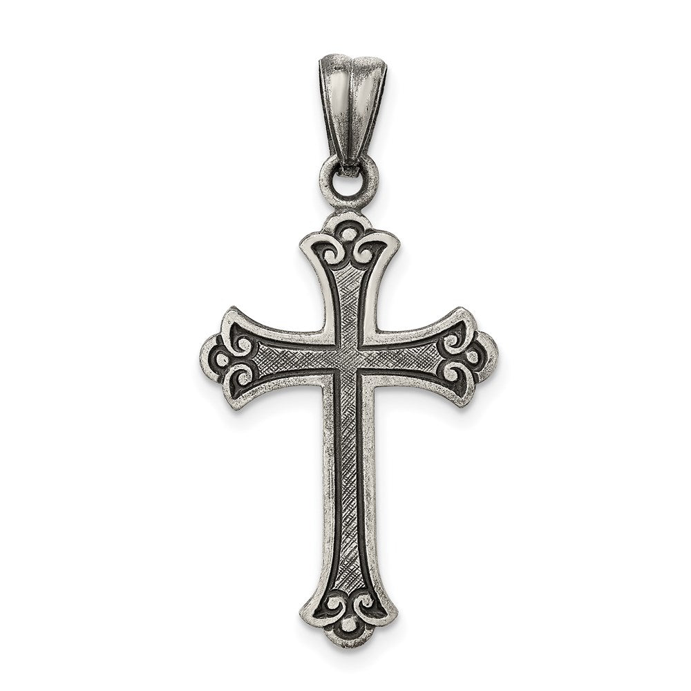 Sterling Silver Antiqued Cross Pendant QC7257