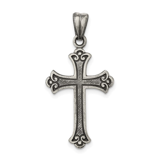 Sterling Silver Antiqued Cross Pendant QC7257