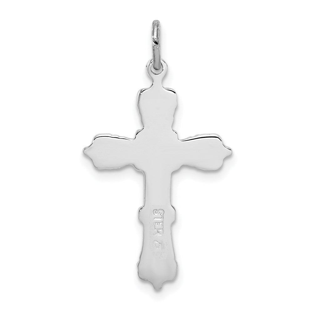 Sterling Silver Rhodium-plated with Black Epoxy Cross Pendant QC7260