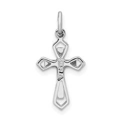 Sterling Silver Rhodium-plated with Enamel Cross Pendant QC7263