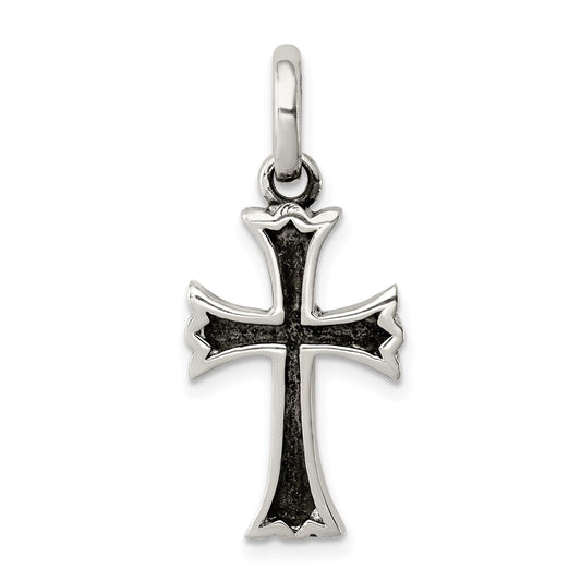 Sterling Silver Antiqued Cross Pendant QC7265