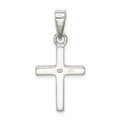 Sterling Silver Rhod-plated Blue Inlay Created Opal Thin Cross Pendant QC7267