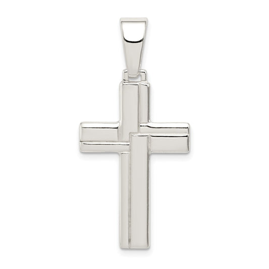 Sterling Silver Polished Cross Pendant QC7299
