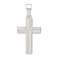 Sterling Silver Polished Cross Pendant QC7299
