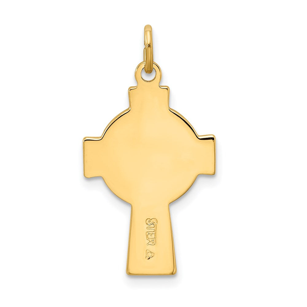 Sterling Silver Rhodium-plated Polished/Gold-plated Epoxy Cross Pendant QC7302