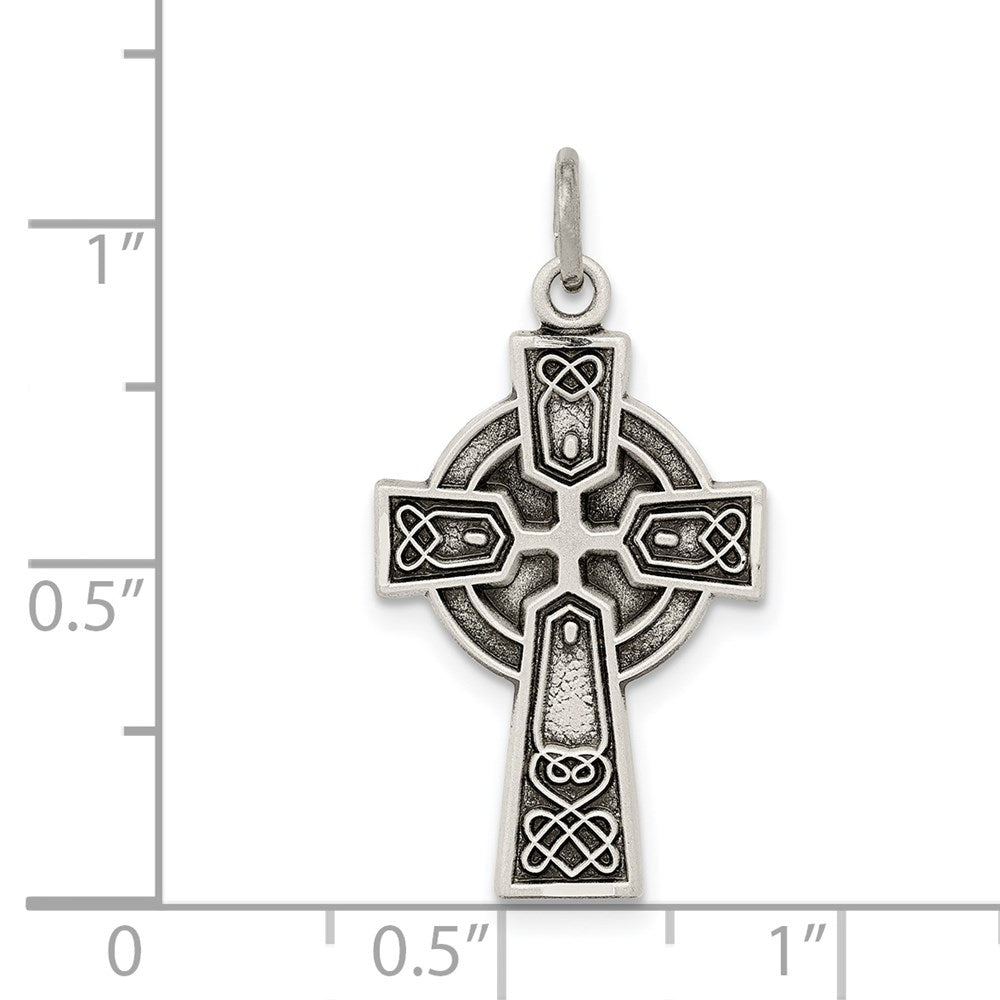 Sterling Silver Antiqued Satin Celtic Cross Pendant QC7303