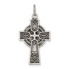 Sterling Silver Antiqued Satin Celtic Cross Pendant QC7303