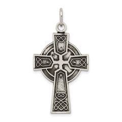 Sterling Silver Antiqued Satin Irish Cross Pendant QC7304