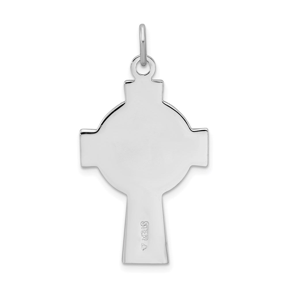 Sterling Silver Rhodium-plated Polished Epoxy Irish Cross Pendant QC7305