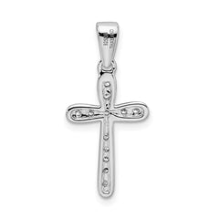 Sterling Silver Rhodium Plated CZ Cross Pendant QC7308