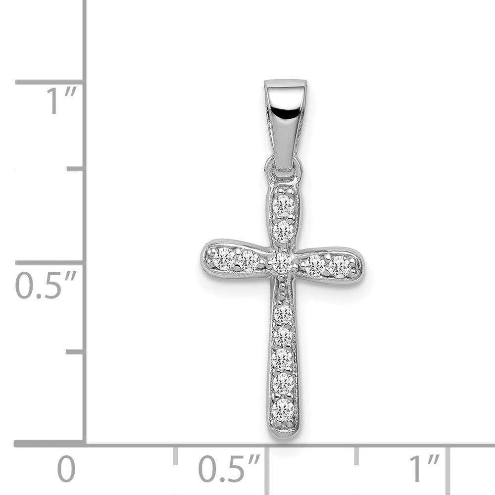 Sterling Silver Rhodium Plated CZ Cross Pendant QC7308