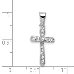 Sterling Silver Rhodium Plated CZ Cross Pendant QC7308