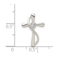 Sterling Silver Polished CZ Cross Pendant QC7319