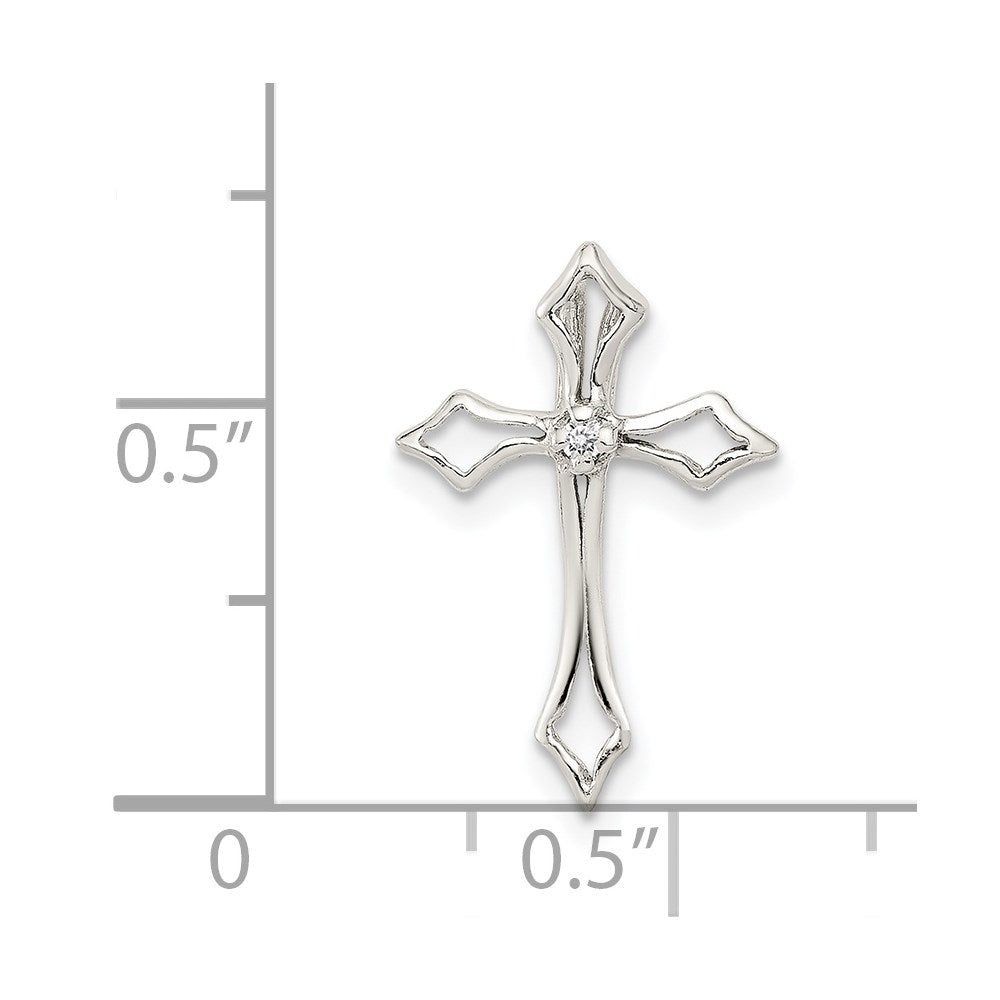 Sterling Silver CZ Cross Charm QC7322