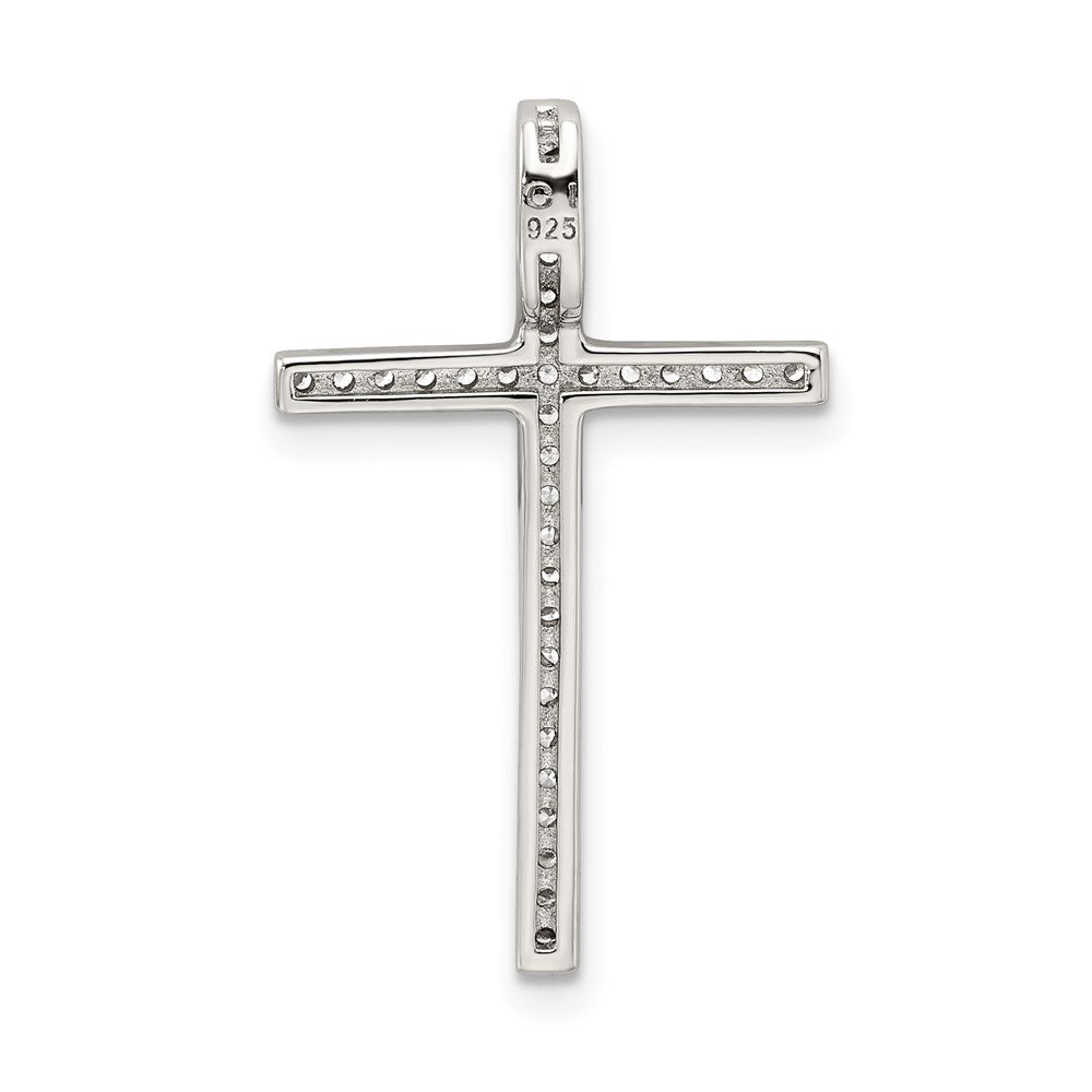 Sterling Silver Rhodium-plated Micro Pave Cross Pendant QC7324