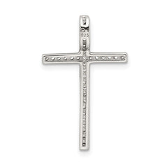 Sterling Silver Rhodium-plated Micro Pave Cross Pendant QC7324