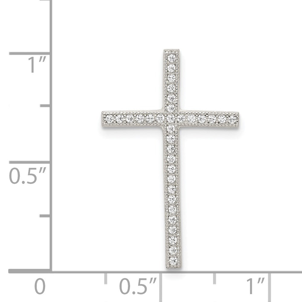 Sterling Silver Rhodium-plated Micro Pave Cross Pendant QC7324